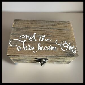 Wooden Wedding Ring Box | “And the Two Became One” | Rustic Mr & Mrs Keepsake